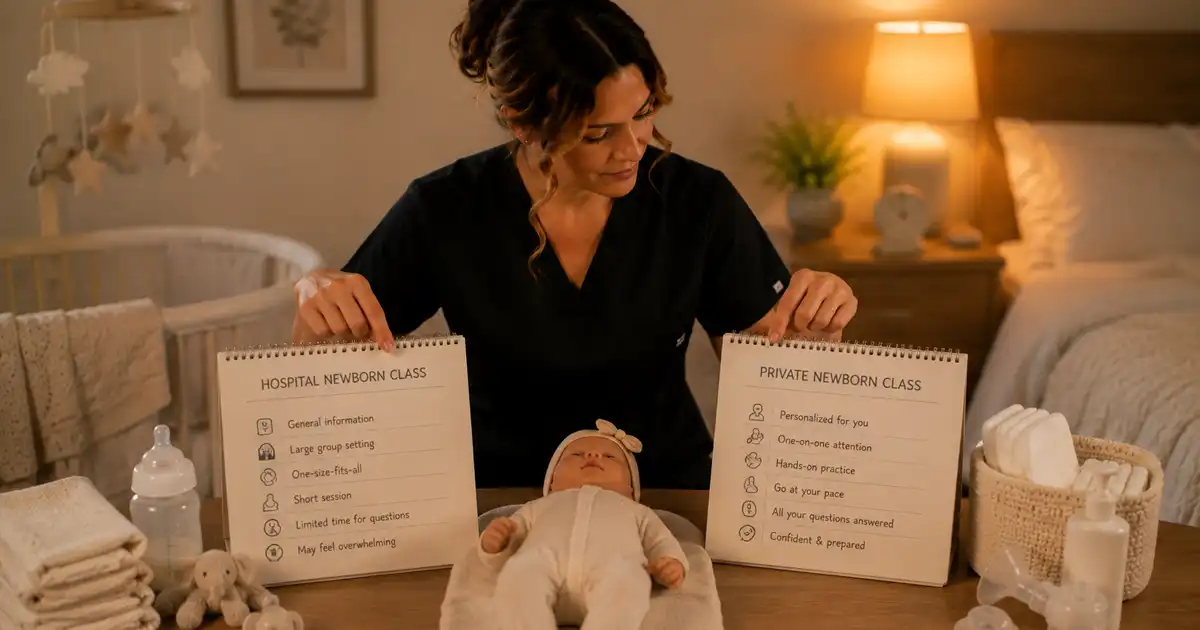 A parent practicing swaddling a newborn at home