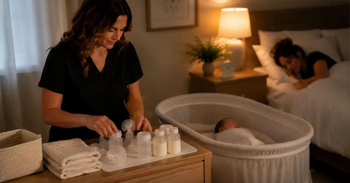 A parent breastfeeding a newborn in a quiet room